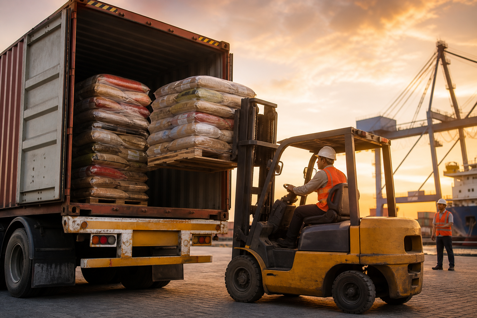 Bay Leaf container loading and palletized export cargo
