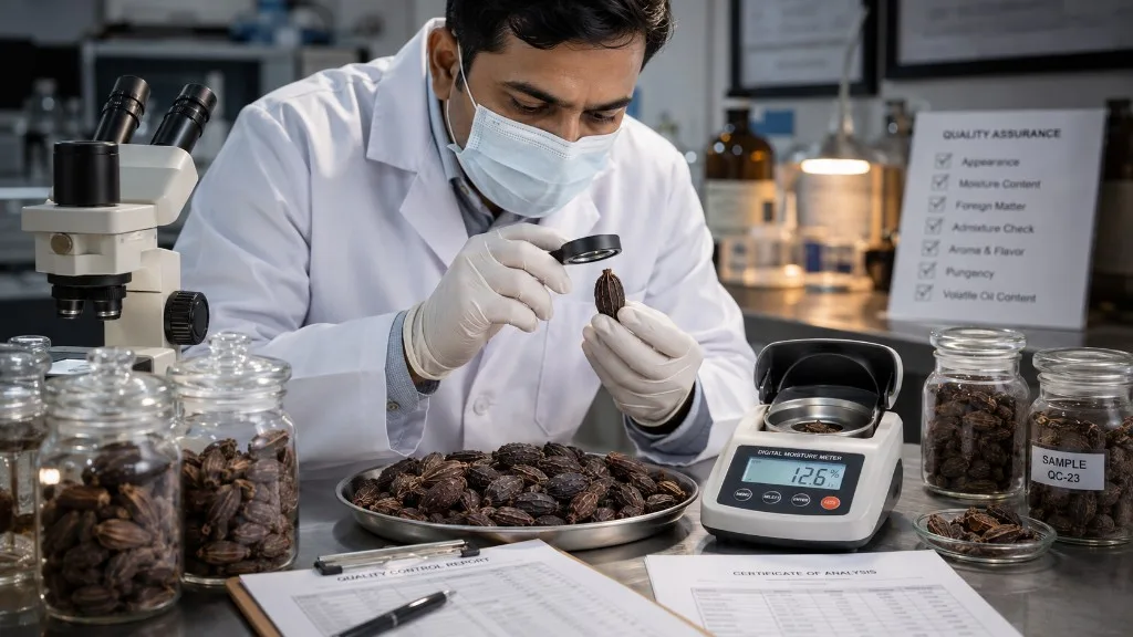 Quality control and lab testing of export Black Cardamom