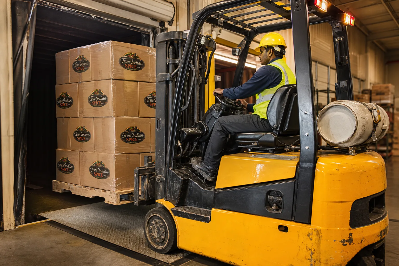Warehouse material handling with forklift systems for export spice logistics