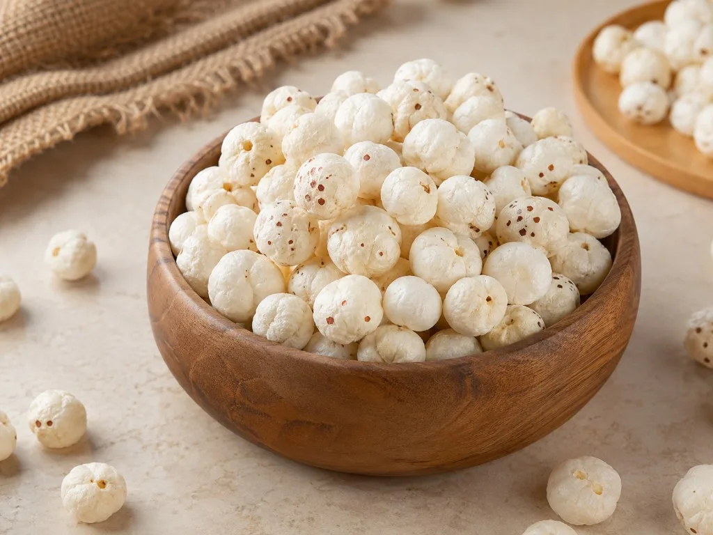 Premium Indian Makhana Fox Nuts in a bowl for bulk export
