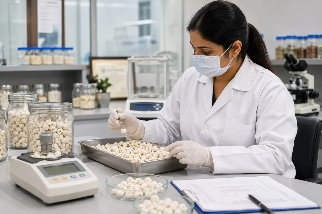 Quality control and lab testing of export Makhana Fox Nuts