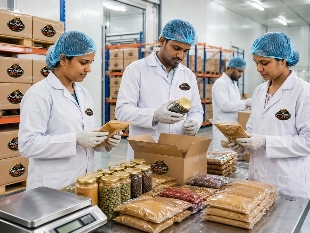Export packaging inspection of spice bags cartons and seals